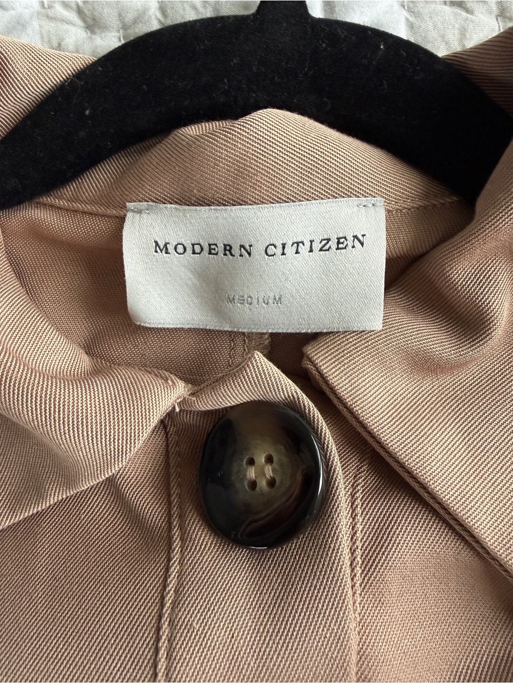 Modern Citizen Taupe Tie-Waist Midi Shirt Dress, Size Medium - Picture 6 of 7